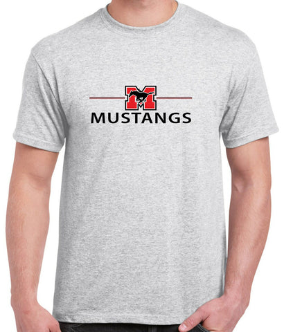 Short Sleeve T-Shirt - Grey with "Mustangs"