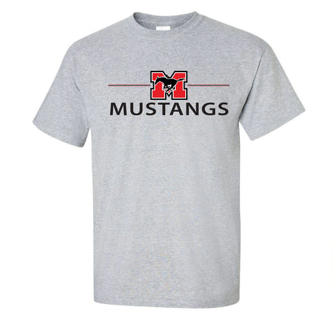 Short Sleeve T-Shirt - Sport Grey with Mustangs