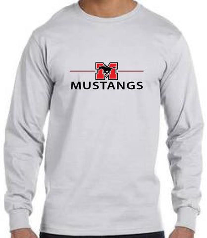 Long Sleeve T-Shirt - Grey  with "Mustangs"